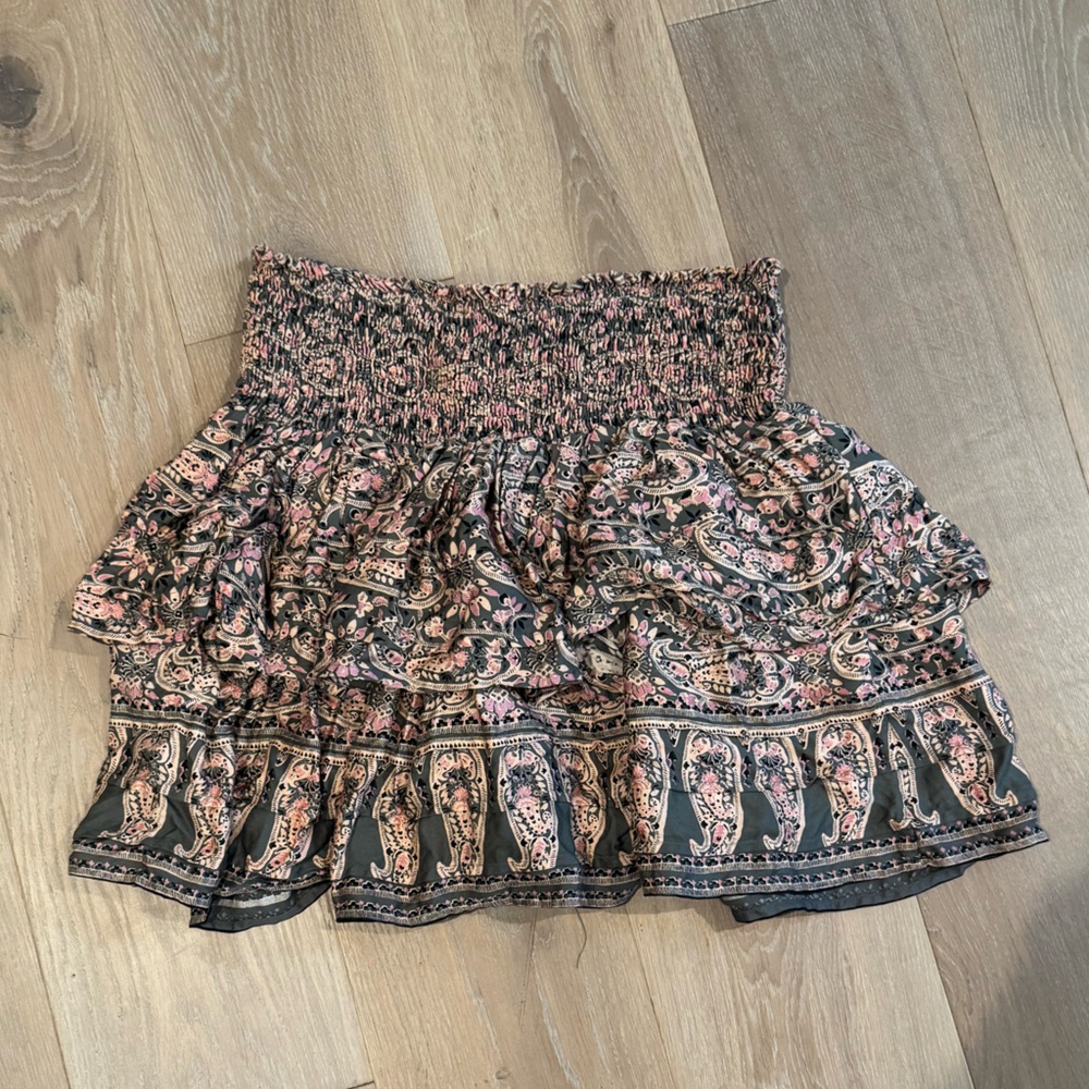 Omika Border Print Mini Skirt